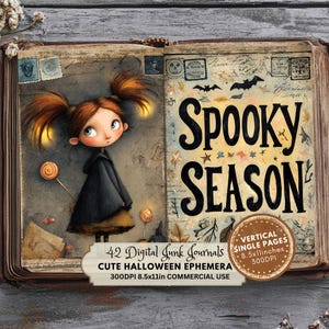Cute Halloween Ephemera, DIGITAL DOWNLOAD, Vintage Autumn, Scrapbooking, Junk Journal Kit, Decoration, Collage, Spooky, Halloween For Kids