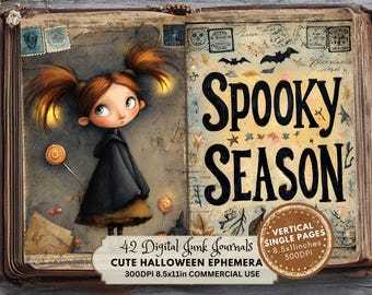 Kit de diario basura espeluznante con efímeras de Halloween (descarga digital)