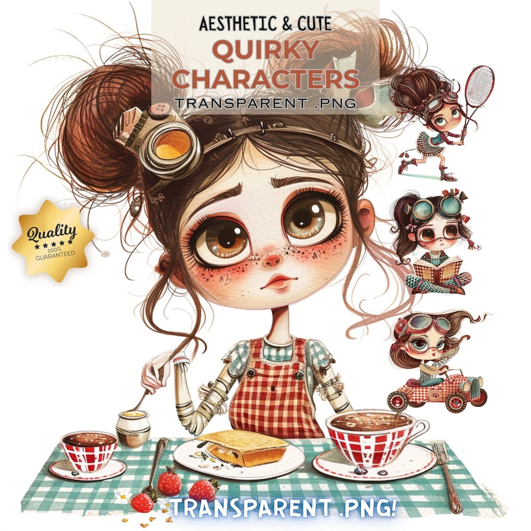 Quirky and Whimsical Girl Clipart Bundle, Quirky Girls, Digital Download, Commercial Use, Junk