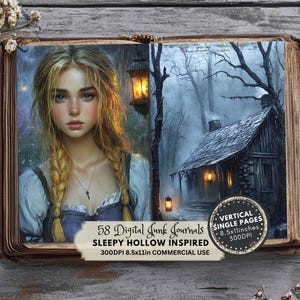 Sleepy Hollow Junk Journal Kit: Vintage Halloween Printable Gothic Pages (Digital Download)