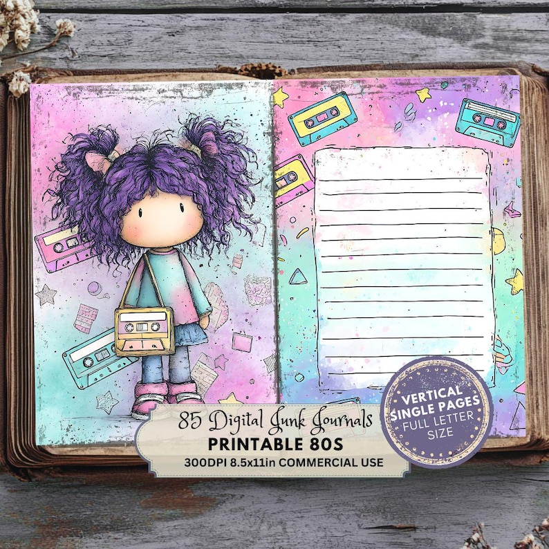 Junk Journal Printable 80s: Neon Digital Scrapbook Supplies (digital ...