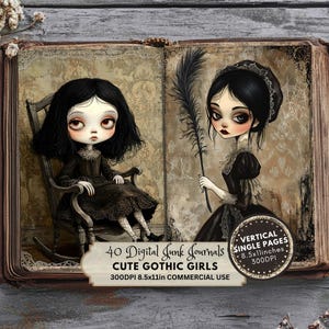 Gothic Doll Junk Journal Pages: Dark Fantasy Ephemera (Digital Paper) image 5