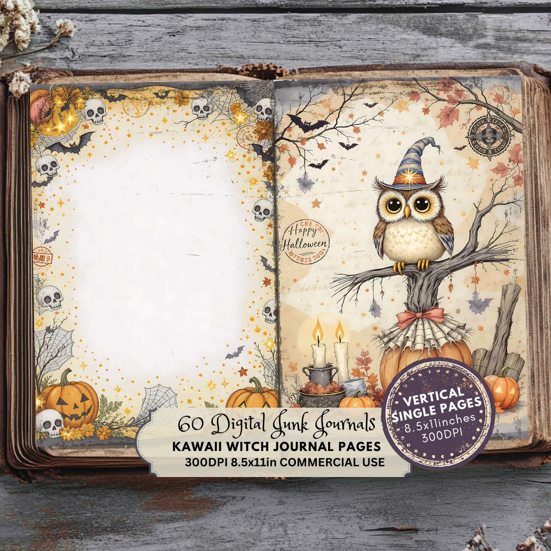 Witch Junk Journal Kit, Kawaii Halloween Ephemera (digital Download - Etsy