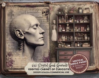 Oddities ジャンクジャーナルキット：ヴィンテージゴシックエフェメラ、ダークアカデミアスタイル（デジタルダウンロード、JPG ファイル）
