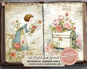 Kit de diario basura de jardín botánico: Efímeras florales vintage (descarga digital)