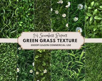 Green Grass Texture Digital Paper: Seamless Nature Pattern (Digital Download)