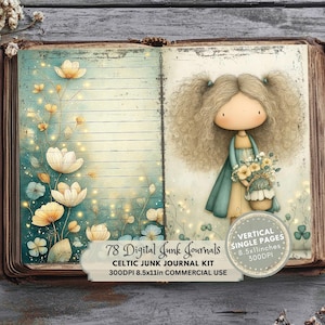 Keltiskt skräpjournalkit: Alver, Shamrocks, skogsmarkeringar, utskrivbara sidor (digital nedladdning)