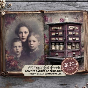 family portrait, Oddities Junk Journal Kit, Printable Ephemera, Vintage Gothic Scrapbook Supplies, Dark Academia Collage Art, Cabinet of Curiosities Pages