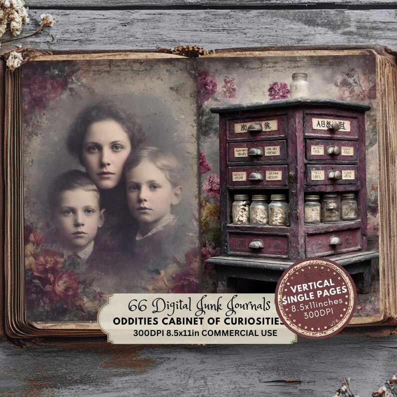 family portrait, Oddities Junk Journal Kit, Printable Ephemera, Vintage Gothic Scrapbook Supplies, Dark Academia Collage Art, Cabinet of Curiosities Pages