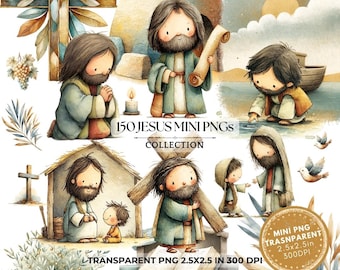 Clipart di Gesù: Clip art PNG della Bibbia religiosa (download digitale, 2,5x2,5 pollici)