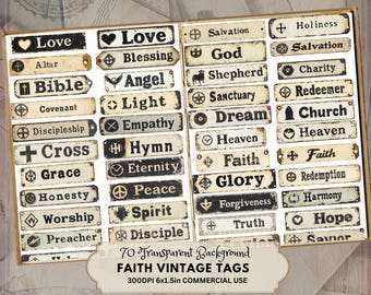Christian Junk Journal Kit: Bible Verse Words, Faith Tags (Digital Download)