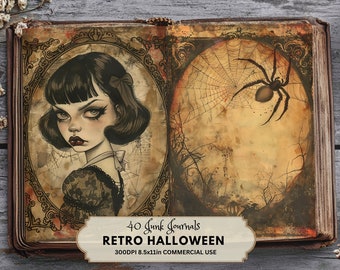 Retro Halloween Ephemera: Witch Scrapbook Junk Journal Paper (Digital Download)