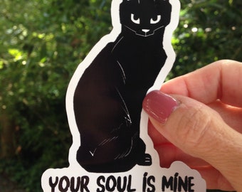 Magnet Your Soul is Mine, Black Cat Magnet, Cat Magnet, Black Cat Fridge Magnet, Black Cat Gift, Valentine Cat Magnet, Black Kitty Magnet