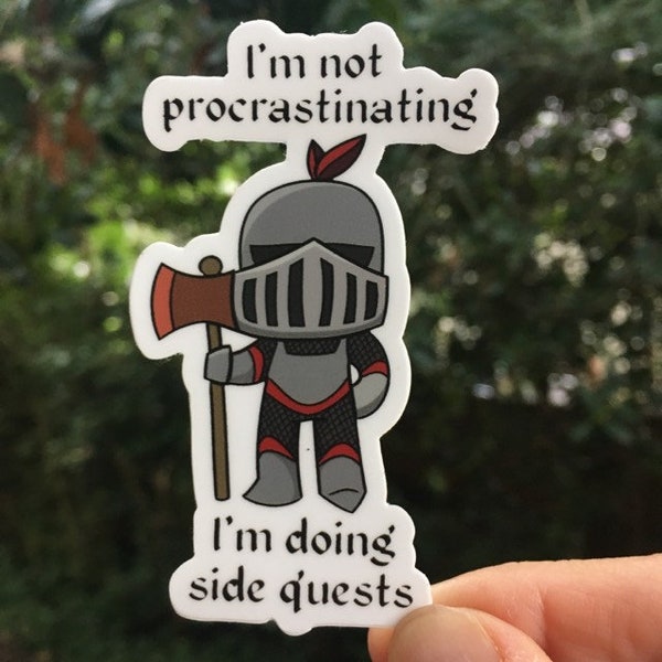 Not Procrastinating Sticker, Procrastination Sticker, Side Quest Sticker, Gaming Sticker, DnD Decal, Critical Role, RPG Laptop Sticker