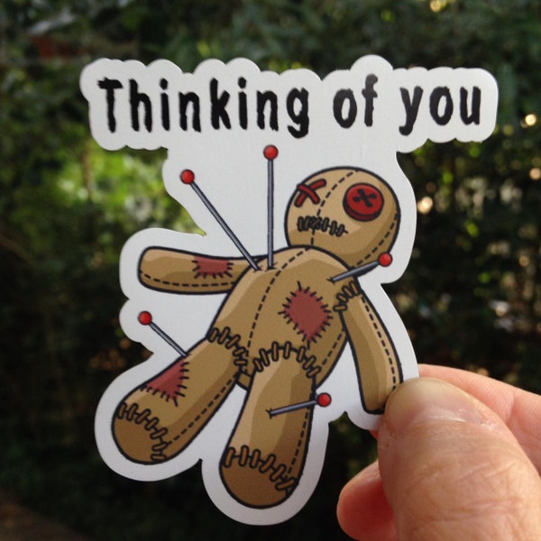 Voodoo Doll Sticker, Voodoo Doll Laptop Sticker, Voodoo Doll Bottle Sticker, Thinking of You Sticker, Voodoo Doll Gift, Pagan Car Sticker