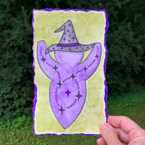 OOAK Star Baby Witch Goddess Watercolor Painting: Pagan Art