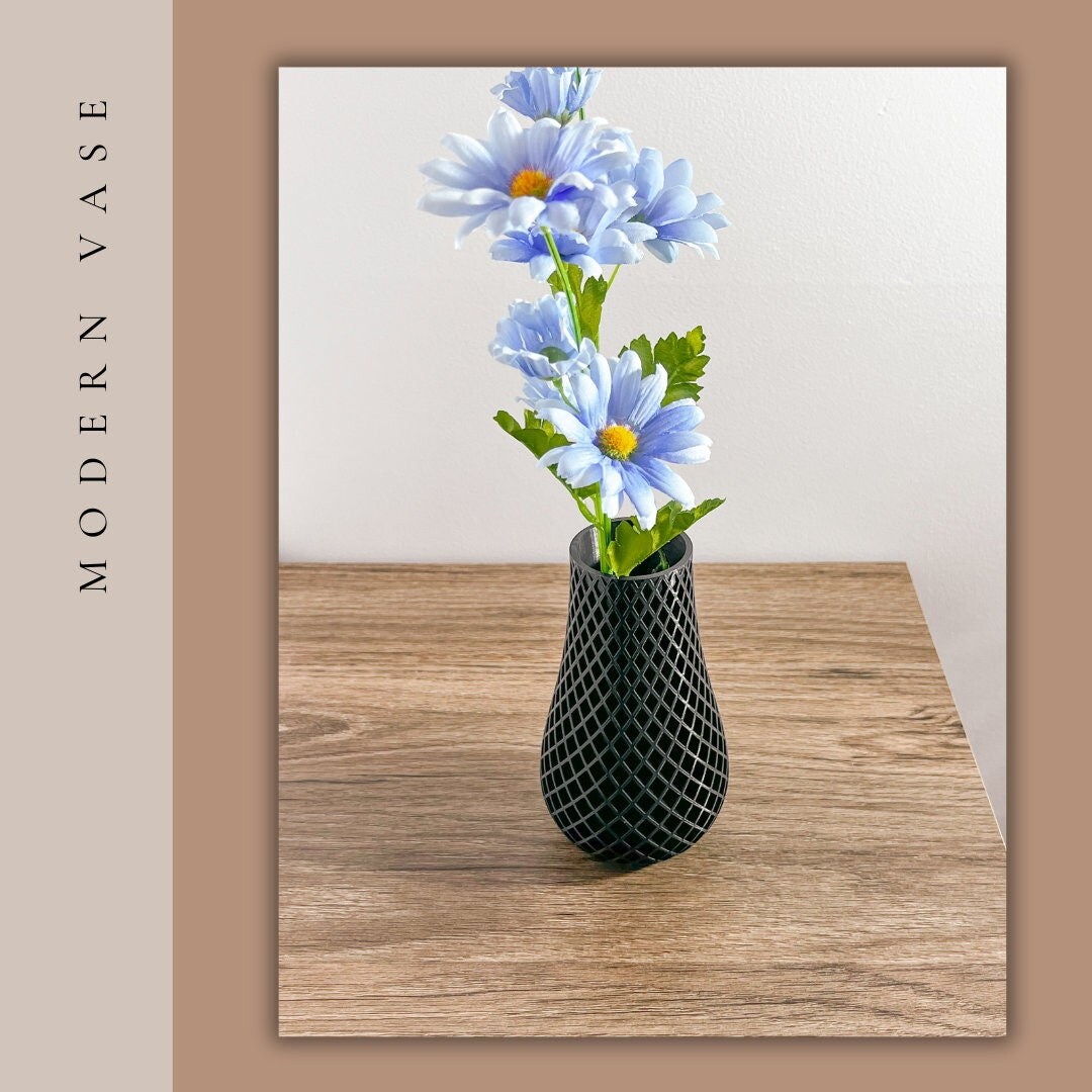 Black Vase Floral Arrangement Pattern Vase Gift for Her, Elegant Home