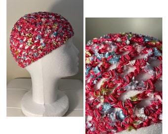 Bonnet maille viscose / bonnet crochet / bonnet viscose ajouré / bonnet ajouré / bonnet maille à paillettes