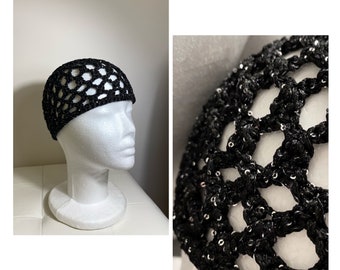 Viscose mesh hat / crochet hat / openwork viscose hat / openwork hat / mesh hat with sequins