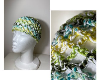 Net hat in cotton and viscose / crochet hat / openwork cotton hat / openwork hat for girls / crochet net hat