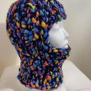 Multicolor balaclava in merino wool, alpaca and viscose / superfine wool, viscose and baby alpaca /Balaclava in superfine wool, handmade/