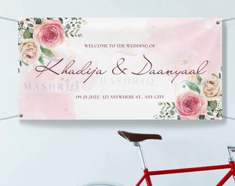 Large Digital Floral Wedding Shadi Marriage Nikkah Banner