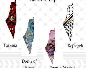 7 Beautiful Palestine Keffiyeh Map Digital Download