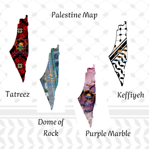 7 Beautiful Palestine Keffiyeh Map Digital Download