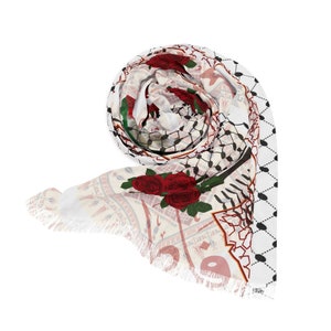 BESTSELLER- NEW Palestine Rose Keffiyeh Hijab/Scarf Restocked with 20%OFF | 68.5cm × 185.5cm