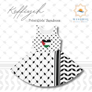 Keffiyeh Palestine Girls&#39; Sleeveless Sundress (AOP)