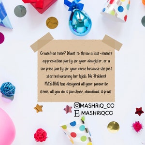 Hijab Party Props| cake topper | Banners | Dua Card so much more