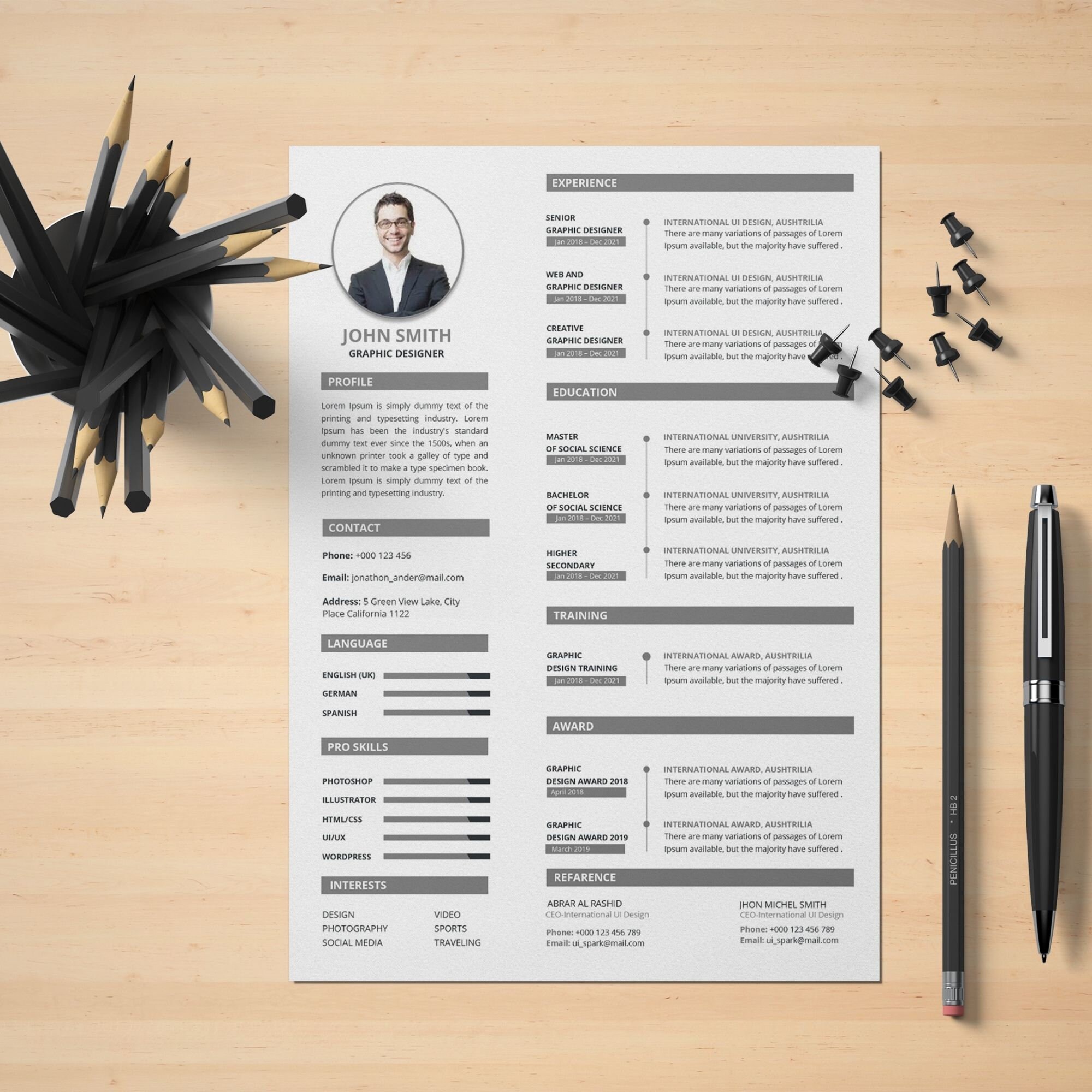 Minimalist Resume Template Word Professional Resume Cv - Etsy