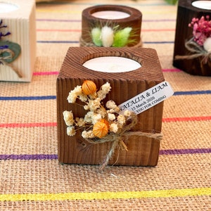 Wood Block Candle Holder | Rustic Wedding Favor | Bulk Candle Favors | Candle Party Favor | Party Favor | Bulk Gifts | Summer Wedding Favor