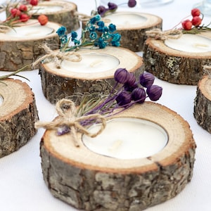 Tree Trunk Slice Favor | Wood Favors with Tealight | Candle Party Favor | Wedding Party Favor | Bulk gifts | Rustic Wedding Favor | Favour