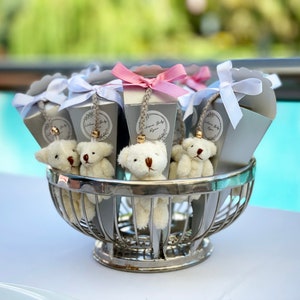 Teddy Bear Candy Cone Favor | Bear Keychain Gift | Baby Shower Gifts | Welcome Baby Gifts | Personalized Baby Shower Gift | Custom Bear Gift
