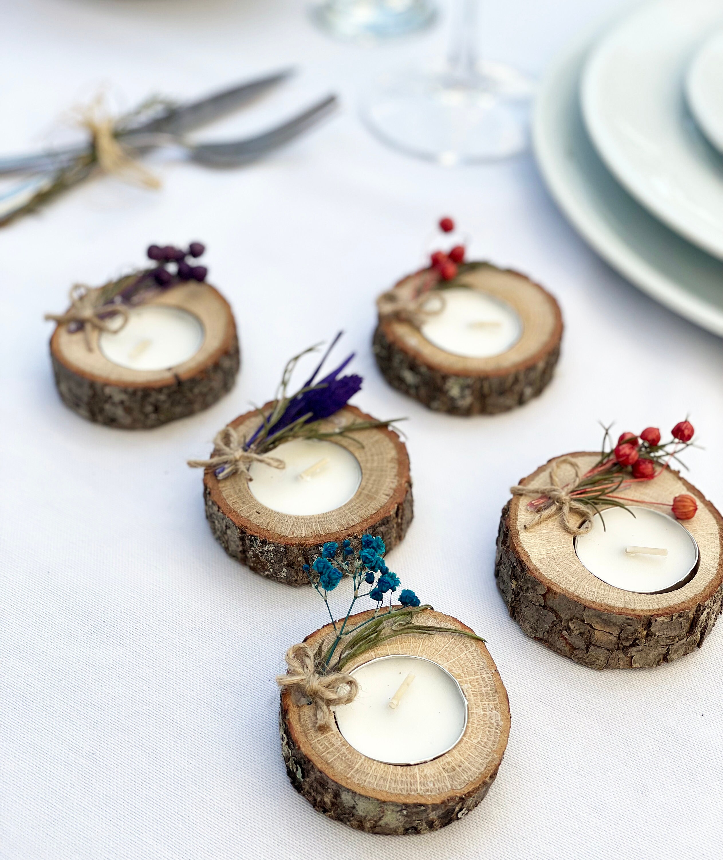 Tree Trunk Slice Favor Wood Favors With Tealight Candle Party Favor Wedding Party Favor Bulk