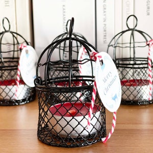 Black Cage Christmas Favors | Christmas Tree Ornament | Black&Red Wedding Concept Gift | Candle Holder Cage Favors | Minimalist Favors
