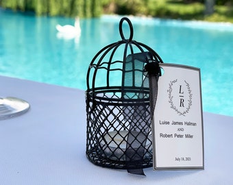 Black Cage Wedding Favors | Black&White Wedding Concept Gift | Candle Holder Cage Favors | Minimalist Wedding Favors | Wedding Table Decor