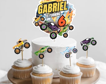 Monster Truck Birthday Cake & Cupcake Topper: Party Decorations (Digital Download)