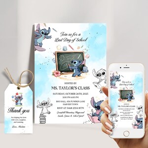 Stitch End of Year Party Invitation, Last Day of School Party Invitation, School Party Invitation, Classroom Party Invitation
