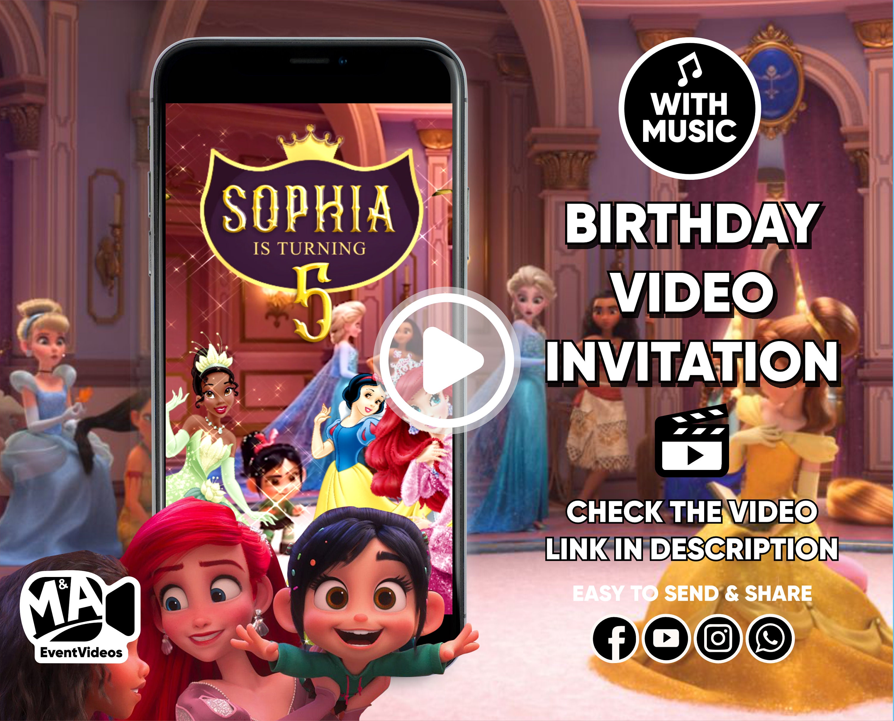 Princess Video Invitation Princess Animated Invitation - Etsy Princess Video Invitation Princess Animated Invitation - Etsy