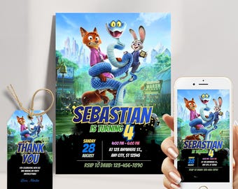 Zootopia 2 Birthday Invitation | Zootopia Party Invitation | zootopia birthday invite | Editable Canva Template (Digital Download)