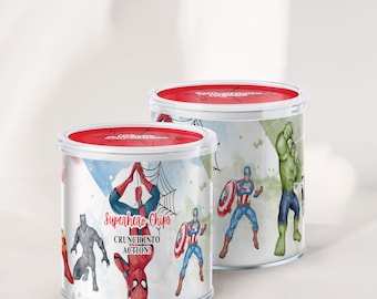 Superhero Birthday Pringles Label 1.3oz - Avengers Party Favor Canva Template - Digital Download EPD04