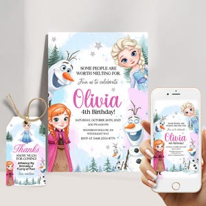 Chibi Elsa nodigt digitale Frozen uitnodiging voor feest uit Custom Frozen Invite Frozen verjaardag Anna Frozen elke leeftijd verjaardag digitaal downloaden