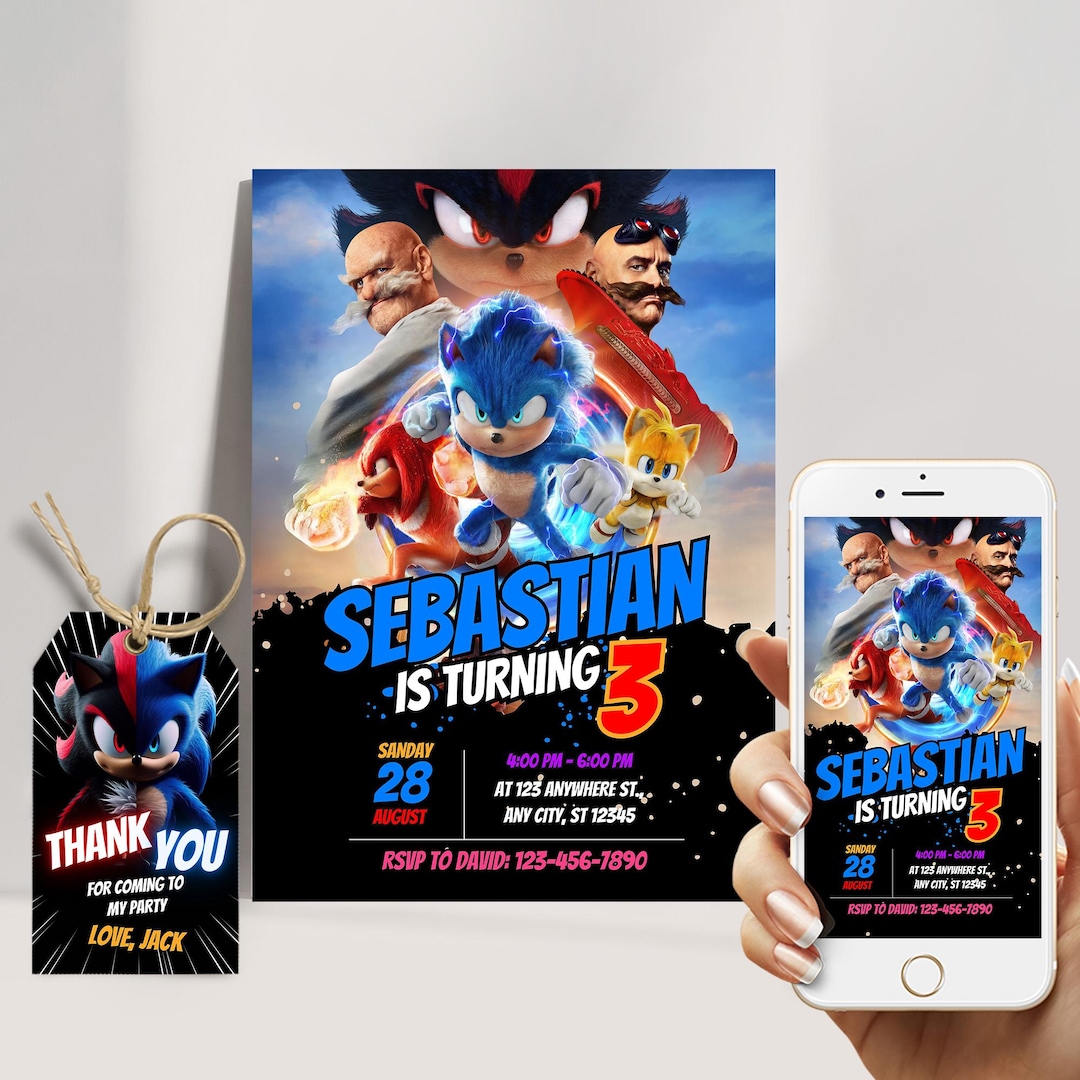 Sonic the Hedgehog Birthday Invitation | Sonic Birthday Invitation ...