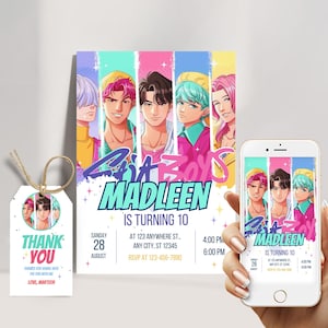 Kpop Demon Hunters Birthday Invitation, Editable K-pop Party Invite, BTS Themed Digital Card, Demon Hunter Birthday Party Decor for Fans