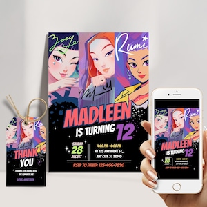 Kpop Demon Hunters Birthday Invitation, Editable K-pop Party Invite, BTS Themed Digital Card, Demon Hunter Birthday Party Decor for Fans