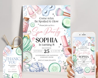 Spa Party Birthday Invitation: Glam Pamper Party Invite (Printable)