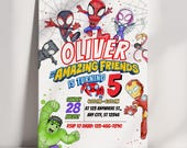 Spiderman birthday invitation, Spidey and his amazing friends birthday invitation, Customizable on Canva Template instant download