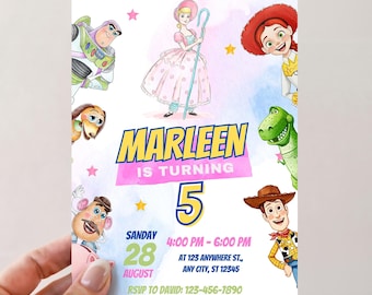 Toy Story Girl Birthday Invitation, Jessie Bo Peep Party Invite, Pink Toy Theme Invitation, Kids Party Invite, Digital Download EPD07
